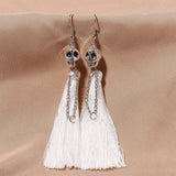 Cifeeo-Halloween Jewelry Gothic Punk Halloween Skeleton Drop Earrings For Women Creative Ethnic Long Tassel Skull Dangle Earring Party Festival Jewelry