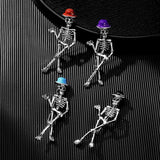 Cifeeo-Halloween Jewelry Retro Punk Halloween Skull Skeleton Brooches for Women Men Unisex Gothic Hat Metal Pins All Saints' Day Party Clothing Decor