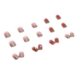 Cifeeo- Wholesale of Finished False Nail Manicure Aurora Diamond Short Square Flash Fack Nails 24pcs/pack With Wearing Tool