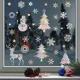 Cifeeo-Suncatcher Christmas Snowflake Window Sticker Xmas Tree Snowman Laser Rainbow Wall Decal 2024 New Year Kids Room Home Decoration