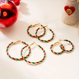 Cifeeo-Christmas gifts Christmas Big Round Circle Hoop Earrings For Women Colorful Twist Punk Exaggerate Earring Party Festival New Year Jewelry Gifts