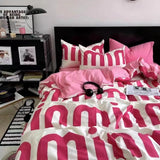 Cifeeo-INS Gentle Pink Rose Bedding Set for Girls Women Soft Bed Sheet Set Pillowcase Single Twin Full 200x230cm Kawaii Duvet Cover Set