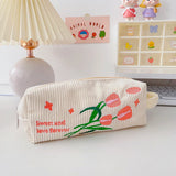 Cifeeo-Back To School Gifts Pencil Case Korean Corduroy Pencil Bag Trousse Large Capacity Stationery Pen Case Estuches School Supplies Cute Pencilcase