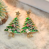 Cifeeo-Christmas gifts Christmas Exquisite Snowflake Zircon Stud Earrings For Women Colourful Rhinestone Xmas Tree Piercing Earring Festival Jewelry