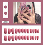 Cifeeo 24Pcs/Box Heart Fake Nails Press On Short Nail Tips Square False Nails Set Press On Nail Art Faux Ongles Nails Accessoires