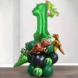 Cifeeo-26pcs Dinosaur Balloons Green Digital Birthday Theme Balloon Baby Shower Jungle Dinosaur Party Decoration