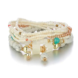 Cifeeo-Christmas Gift New Year's Eve Gift 8Pcs Boho Colorful Rice Beads Bracelet Set For Women Summer Elastic  Beaded Chain Bangle Girls Fashion Jewelry Accessories