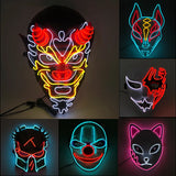 Cifeeo-Halloween Custom Cosplay Halloween Party Mask Luminous Light up Led Mask EL Neon Glowing Anime Mask Masque Masquerade Masks Horror Carnival Mask