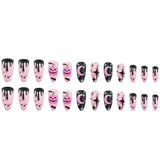 Cifeeo-Halloween Nails 24pcs Halloween Pink Wearing Nails Detachable French Ballerina Nails Art Press on Nails Almond Fake Nails cartoon False Nails