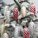 Cifeeo-5Pcs Christmas Painted Pine Cone Balls Hanging Pendants Merry Christmas Tree Decoration for Home Xmas Ornament Gift Navidad 2024