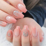 Cifeeo Detachable Manicure Wearable Nail Art Press On Nails purple Glitter French False Nails Long Coffin Fake Nails Full Cover Tips