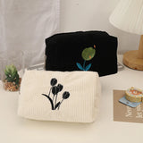 Cifeeo-Back To School Gifts Flowers Pencil Case School Supplies Large Capacity Pencilcase Estuches Corduroy Trousse Scolaire Piornik Stationery Pencil Pouch