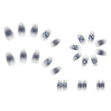 Cifeeo- 24pcs/pack Blue Gradient Camellia False Nails Short Ballet Fake Nail Ultra-thin Manicure Nail With Wearing Tool