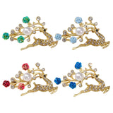 Cifeeo-Christmas gifts Luxury Fashion Zircon Christmas Deer Brooch for Women Red Rose Flower Pearl Cute Animal Lapel Pins Xmas Coat Dress Scarf Jewelry