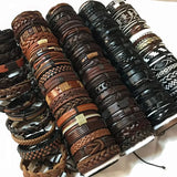 Cifeeo-Christmas Gift New Year's Eve Gift 5Pcs/Lot Bulk Vintage Leather Charm Bracelets For Men Women Mix Styles Adjustable Bangle Fashion Jewelry In Wholesale