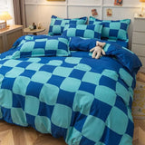 Cifeeo-Nordic Pink Black Checkerboard Duvet Cover Set with Pillowcase Bed Sheet Kid Girls Bedding Sets Full Queen Twin Kawaii No Filler