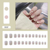 Cifeeo 24Pcs/Set Full Cover False Nail Tips Shining Fashion Medium Length Silvery Fake Nails With Glue Nail Art Europen Manicure Tips