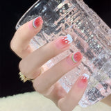 Cifeeo  Summer Lemon False Nails With Designs French Square Head Short Fake Nails Press On Nails Watermelon Nail Tips Beauty Manicure