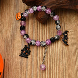 Cifeeo-Halloween Jewelry New Design Halloween Crystal Beaded Bracelet For Women Girls Black Bat Ghost Pumpkin Tassel Bracelets Party Friendship Jewelry