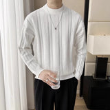 Cifeeo-Winter Outfits Men chill guy Autumn Men's Light Luxury Hollow Out Knit Pullover Streetwear Casual Long Sleeve Solid Color O Neck Retro Popular Basic Sweater