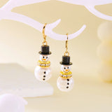 Cifeeo-Christmas gifts Korean Luxury Zircon Imitation Pearl Snowman Stud Earrings for Women Shiny Crystal Snowflake Earring Christmas Party Jewelry