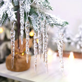 Cifeeo-12/24/36pcs Crystal Clear Christmas Tree Ornaments Icicle Decorations For Holiday & Winter Party Decor Holiday Decorations