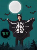 Cifeeo-Halloween Custom Glow In The Dark Kids Ghostly Bat Cape Halloween Costume