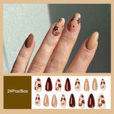 Cifeeo New Rainbow Color French Tips Fashion Almond Fake Nails With Designs Wearable False Nails Press On Nails DIY Manicure Patches