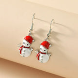 Cifeeo-Christmas gifts Merry Christmas Cute Snowman Zircon Dangle Earrings For Women Red Santa Claus Elk Snowflake Bells Earring New Year Party Jewelry