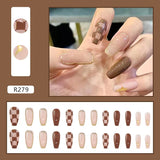 Cifeeo- False Nail Art Wearable Press On Fake Nails Tips Twisted Chessboard False Nail 24pcs/box With Wearing Tools As Gift