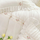 Cifeeo-Autumn and Winter Bedding Set Warm Velvet Bedding Set, Fleece, Pleat Lace Ruffles, Princess Bedding Set, Duvet Cover, Flat, Fitted Bed Sheet, Pillowcases