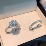 Cifeeo-Christmas gifts idea Winter outfits Christmas outfits Luxury Exquisite Silver Color Princess Ring for Women Fashion Inlaid White Zircon Stones Wedding Rings Set Engagement Jewelry