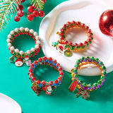 Cifeeo-Christmas gifts 3Pcs Christmas Bracelet Set For Women Colorful Beaded Santa Claus Xmas Tree Snowflake Snowman Pendant Bracelets Festival Gifts