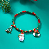 Cifeeo-Christmas gifts Christmas Multicolor Rice Beads Beaded Bracelet For Women Santa Claus Xmas Tree Snowman Crutch Wreath Pendant Bracelets Jewelry