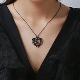 Cifeeo-Gothic Style Skull Black Heart Pendants Necklace For Women Man Party Punk Jewellery Necklace Mens Punk Stuff Pendant Wholesale