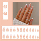 Cifeeo New Rainbow Color French Tips Fashion Almond Fake Nails With Designs Wearable False Nails Press On Nails DIY Manicure Patches