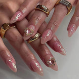 Cifeeo 24Pcs Detachable Almond False Nails French Fake Nails Full Nail Art Tips Press On Nails