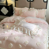 Cifeeo-Autumn and Winter Bedding Set Luxury Coral Velvet Bed Sheet, Duvet Cover Set, Pillowcases, Princess Style Bedding Set, French Handwork Flowers, Winter