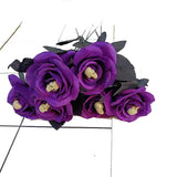 Cifeeo 5PC Black Artificial Rose Flowers with Eyes Skull Halloween Decorative Props Fake Flower Party Home Table Vase Decor Accessories