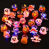 Cifeeo-LED Light Halloween Ring Glowing Pumpkin Ghost Skull Rings Halloween Christmas Party Decoration for Home Santa Snowman Kids Gift