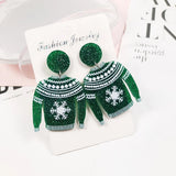 Cifeeo-Christmas Gift idea Snowman Sweater Elk Earrings Acrylic Lightweight Christmas Sweater Stud Earrings Claus Snowman Sweater Elk Xmas Holiday Jewelry