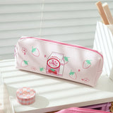 Cifeeo-Back To School Gifts Strawberry Pencil Case Kawaii Stationery Pencilcase Milk PU Leather Pen Case Trousse School Supplies Pencil Cases For Girls