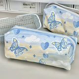 Cifeeo-Back To School Gifts Butterfly Pencil Case Cute Stationery Pencil Case Girls Estuche Escolar Oil Painting Large Capacity School Supplies Pencil Pouch