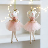 Cifeeo-New Christmas Mouse Doll Pendant Girl Ballet Angel Christmas Tree Pendant Plush Hanging Xmas Decoration Charms New Year Gifts