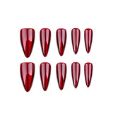 Cifeeo-Halloween Nails 24pcs Long Almond False Nails Red Cat Eye French Ballerina Nails Press on Nails Halloween Fake Nails Detachable Nail Tips