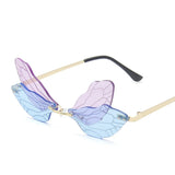 Cifeeo-Cool Sunglasses 2024 New Fashion Dragonfly Sunglasses Women Men Brand Design Rimless Wave Eyewear Luxury Trending Narrow Sun glasses