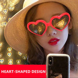 Cifeeo-Cool Sunglasses Heart Shaped Love Effects Glasses Watch The Lights Change to Heart Shape At Night Diffraction Glasses Unisex Sunglasses Gift