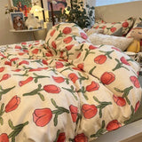 Cifeeo-Ins Style Bedding Set Fashion Solid Color Washable Duvet Cover Without Comforter Pillowcases Sheet for Student Soft Home Textile