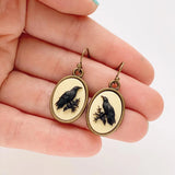 Cifeeo-Gothic Vintage Raven Cameo Earrings For Women Girls Fashion Witch Jewelry Accessories Gift Elegant 3D Raven Drop Ear Hooks Trend