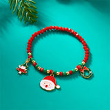 Cifeeo-Christmas gifts Christmas Multicolor Rice Beads Beaded Bracelet For Women Santa Claus Xmas Tree Snowman Crutch Wreath Pendant Bracelets Jewelry